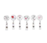 Cikonielf Porte-Badges Enrouleur de Badges rétractable ABS Pince rotative à 360 degrés Pince portative d'identification d'infirmière Porte-Badge Porte-Badge Accessoire