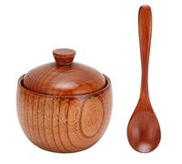 Cikonielf Pot à épices en bois sucrier sel poivre assaisonnement couvercle de la boîte outil de cuisine épice poivre condiment conteneur cuisine Cruet assaisonnement pots avec couvercle cuillère