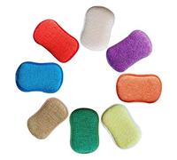 Cikuso La Cuisine antibactérienne en Microfibre tampons à récurer éponge Double éponge pour éponges Non abrasives, idéal pour Les poêlons antiadhésifs, Paquet de 5 Couleurs aléatoires