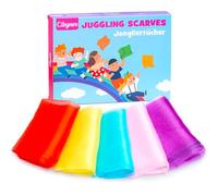 Cikyner Foulard Jonglage, 5 Pièces Foulards de Danse Colorés 60x60cm Foulards de Danse Chiffons de Jonglage Foulard de Jonglage pour Danse Intérieure et Jardin, Jonglerie, Jeu Sensoriel pour Enfants