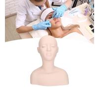 Cil double Pratique de Tête de Mannequin avec Épaules, Multifonctionnel Practice Manikin Head Tête D'entraînement en PVC Souple, pour Maquillage, Massage & Formation en Esthétique