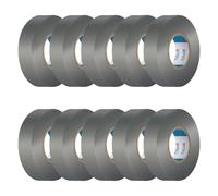 CILIA Lot de 10 Rubans Isolants Électriques PVC 19mm x 25m - Scotch d'Électricien Ignifugé - Adhésif Professionnel Norme IEC - 600V - Pour Câbles et Fils - Gris