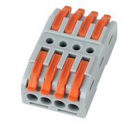 CILIA Lot de 40 Bornes de Raccordement en Ligne à Levier 4 Entrées - Connecteurs Électriques Rapides pour Prolonger et Réparer les Câbles, Bornes de Jonction Universelles (0,08-4 mm²), Gris/Orange