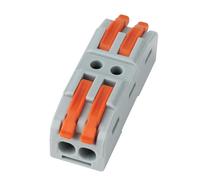 CILIA Lot de 50 Bornes de Raccordement en Ligne à Levier 2 Entrées - Connecteurs Électriques Rapides pour Prolonger et Réparer les Câbles, Bornes de Jonction Universelles (0,08-4 mm²), Gris/Orange