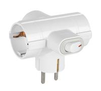 CILIA Triplite 3 Prises Latérales avec Interrupteur, Adaptateur Schuko Type F 16A, Sécurité Enfant, Multiprise Murale Compacte (Blanc)