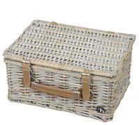 Panier Pique Nique TORINO en osier tressé gris équipé pour 2 personnes