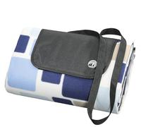 Cilio Couverture de Pique-Nique Weekend en Polaire Bleu - 145 x 130 cm - Dessous imperméable - Couverture de Plage avec poignée de Transport Pratique