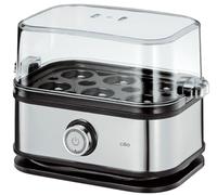 Cilio Cuiseur à œufs classique en acier inoxydable 13 x 22 x 14 cm, avec verre doseur et pic à œufs, témoin lumineux, pour un degré de dureté idéal, 492712