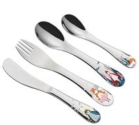 cilio PRINCESS Ménagère 4 pièces en acier inoxydable de forme ergonomique avec couteau enfant 21 cm fourchette 21 cm cuillère enfant 20 cm petite cuillère 17 cm