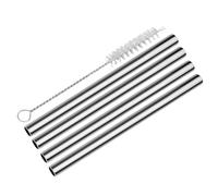 Cilio Steel Piccolo Lot de 4 pailles extra larges en acier inoxydable avec brosse de nettoyage 14 cm