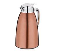 Cilio Venezia 544428 Pichet isotherme avec bouchon à vis avec bouton pratique Easy-Touch, couleur : rouge cuivre, matériau : acier inoxydable satiné, contenance : 1 l, dimensions : diamètre : 14 cm,