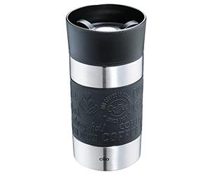 cilio VIAGGIO Gobelet isotherme, 300 ml, noir, avec fermeture Quick-Press à 360°, double paroi anti-fuite, idéal pour toutes les machines à café/dosettes courantes