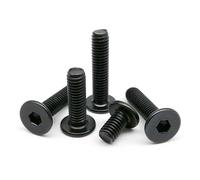 Cilky Vis à métal 10 pièces M4 M5 M6 Noir en Acier au Carbone hexagone Douille hexagonale Ultra Mince Plat plaquette tête vis Boulon(18mm,10pcs M5)