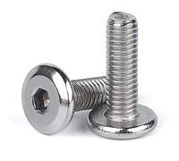 Cilky Vis à métal Boulon à Capuchon Plat M10 à tête Ultra Basse, Boulon à Douille hexagonale en Acier Inoxydable 304, 5 pièces(M10*20)