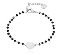 Cilla Bracelets Cristal Noir et Coeur - Argent