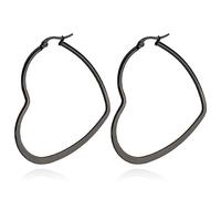 Cilla Jewels Boucles d'oreilles pour femme Acier inoxydable Noir Cœur - 50 mm