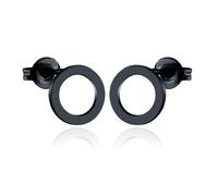 Cilla Jewels Clous d'oreilles en acier inoxydable Open Circle Noir