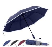 Cilnos Parapluie Pliant, Parapluie Compact à Ouverture Automatique, Double Auvent à Aération, Bandes Réfléchissantes - Solide et Portable pour Hommes et Femmes