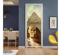 CILODO 3D Autocollant Porte Sticker Dieux égyptiens vintage Stickers pour De Placard Cuisine Affiche Autocollant De Porte 3D Autocollant De Décoration De Voile De PVC Amovible Autocollant L83 x H204cm