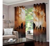 CILODO Enfant Rideau occultant Doomsday & Walking Dead 2Panneau Polyester Rideaux à œillets Isolants Isolé Thermiquement pour Chambre 2 x L 70 x H 160 cm