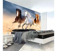CILODO Grand sticker mural Chevaux colorés et animaux Papier mural 3D papier peint autocollant Papier peint photo Décoration murale 250cm×175cm(LxH)