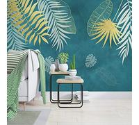 CILODO Papier Peint Panoramique 3D Feuille verte 3D Papier Peint pour Salon Chambre Restaurant Enfant Décoration Murale 350cm×250cm(LxH)