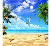 CILODO Papier Peint Photo Palmiers et plage Grande Fresque Murale 3D Peinture Murale, Étude De Fond De Salon Décoration D'Intérieur 350cm×250cm(LxH)