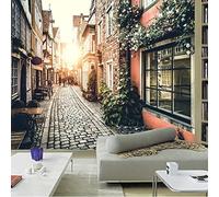 CILODO Papier Peint Vintage et rues Papier mural 3D D'Art Rétro Poster Tapisserie Mural Pour Salon Chambre Décoration Murale 350cm×250cm(LxH)