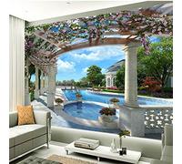CILODO Papier Peints Fontaine de fleurs Poster Mural Personnalisé 3D Pour Salon Chambre D'Enfant Décoration Murale Moderne Murales 400cm×280cm(LxH)