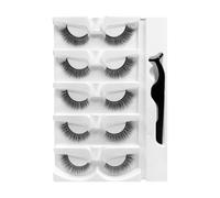Cils autocollants réutilisables - Cinq paires de cils légers, design à rayures confortable pour une définition plus complète des yeux, méthode de placement douce sans colle sale | élégant