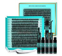 Cils Cluster Kit 240PCS Kit d'extension de cils D Curl Wispy Cluster Cils DIY Kit d'extensions de cils naturels individuels avec liaison des cils et enlèvement des pincettes de cils (50D)