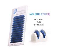 Cils De Couleur Rose/Bleu/Violet/Vert Extension De Cils Individuelle Toutes Les Tailles 0.07mm C/D Curl Faux Cils De Couleur Outils De Maquillage.0.10mm Mix Blue.C