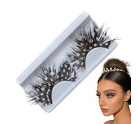 Cils En Plumes De Farce - Cils De Scène Noirs Et Blancs Exagérés | Accessoire De Costume De Mascarade Pour Les Artistes Et Les Concerts De Danse | Accents Oculaires Dramatiques De Qualité Industrielle