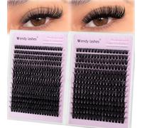 Cils individuels,60D+80D Volume Russe Extension-Cils D-Curl,Cluster Lashes Mixte 10-18mm Extension De Cils,Look Naturel Cluster Lashes DIY Pour Débutants(60D+80D-0.07D1018)