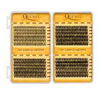 Cils individuels QUEWEL, 480 pièces, extensions de cils à faire soi-même, cils fins, boucles en D, mélange de 10 à 18, lumière douce, pour un usage domestique (30 + 40 + 50 + 60 D-MIX-B)