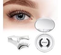 Cils Magnetique,Réutilisable Faux Cils Magnetique avec applicateur, pas besoin de colle Faux Cils Magnetique Naturel Facile à porter et à enlever, Livré avec un guide (Style-E)