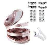 Cils Magnétiques, 4 Paires de Cils Magnétiques 3D Réutilisables Kit, Naturel Fluffy, Imperméables, Aucune Colle Requise, pour le Maquillage, un Rendez-vous, une Fête (Rose, 4 Paires)