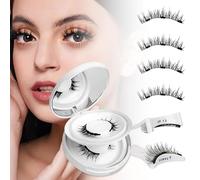 Cils magnétiques aspect naturel 2pcs, aucune colle requise faux cils magnetique, ensemble de cils magnétiques réutilisables à enlever avec applicateur facile à porter et à enlever (2 pcs)