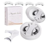 Cils magnétiques - Faux cils magnétiques naturels réutilisables, imperméables, légers, sans colle, longue durée avec clip applicateur et boîte de rangement pour un usage quotidien, Cospl