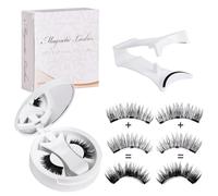 Cils magnétiques réutilisables avec applicateur, effet de maquillage naturel, pas besoin de crayon, pas besoin de colle, courbure souple 3D, pour un port toute la journée (CT10-1)