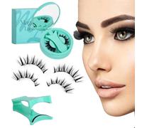 Cils magnétiques réutilisables avec applicateur, effet de maquillage naturel, pas besoin d'eye-liner, pas de colle nécessaire, courbure souple 3D, pour un port toute la journée (ZP04)