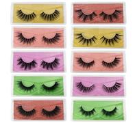 Cils pour les yeux de chat naturels, 10 paires de fausses cils pour les femmes bouclées et denses faux 3D