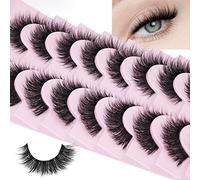Cils russes à rayures - Cils œil de chat - Cils wispy naturels - zanlufly D Curl - Volume - Bande transparente - Volume - Aspect naturel - Faux cils qui ressemblent à des extensions