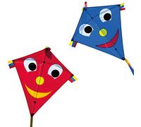 CIM Lot de Cerfs-Volants - Happy Eddy [ 2 unités Bleu/Rouge ] - cerf-Volant monofil pour Enfants à partir de 3 Ans - 67x70cm - Inclus Lignes et queues