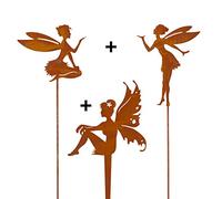 CIM Mobile à Planter en Acier Finition rouillée - Fairy Trio - Set - inclue Tige de Support - décoration Attractive en Acier Finition rouillée