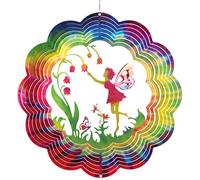 CIM Mobile en Acier - Rainbow Flower Fairy - Ø30cm - Mobile à Suspendre Qui Tourne Facilement au Vent, Couleurs Brillantes - y Compris système de Suspension