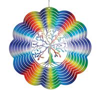 CIM Mobile en Acier - Rainbow Tree of Life - Ø25cm - Mobile à Suspendre Qui Tourne Facilement au Vent, Couleurs Brillantes - y Compris système de Suspension - très Belle décoration des pièces