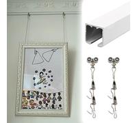 Cimaise Kit de suspension de tableaux Gallery System, rail de suspension intérieur avec crochets et fil réglables pour musées, maisons anciennes(137.8in/350 cm cable,Wall Mount)