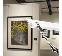 Cimaise pour Tableau Kit de Rail Galerie pour Œuvres D'Art, Système de Suspension en Corde Aluminium en Forme de L, Rails et Crochets pour Cadres Photo(2.5m/8.2' Wire,32"/80cm Track)