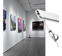 Cimaise pour Tableau Kit de Suspension d’Art sur Rail de Galerie, Suspension de Photos sur Rail d’Affichage, Crochets pour Tableaux with Cordons en Nylon(9.8'/3m Cable,43"/110cm Track)